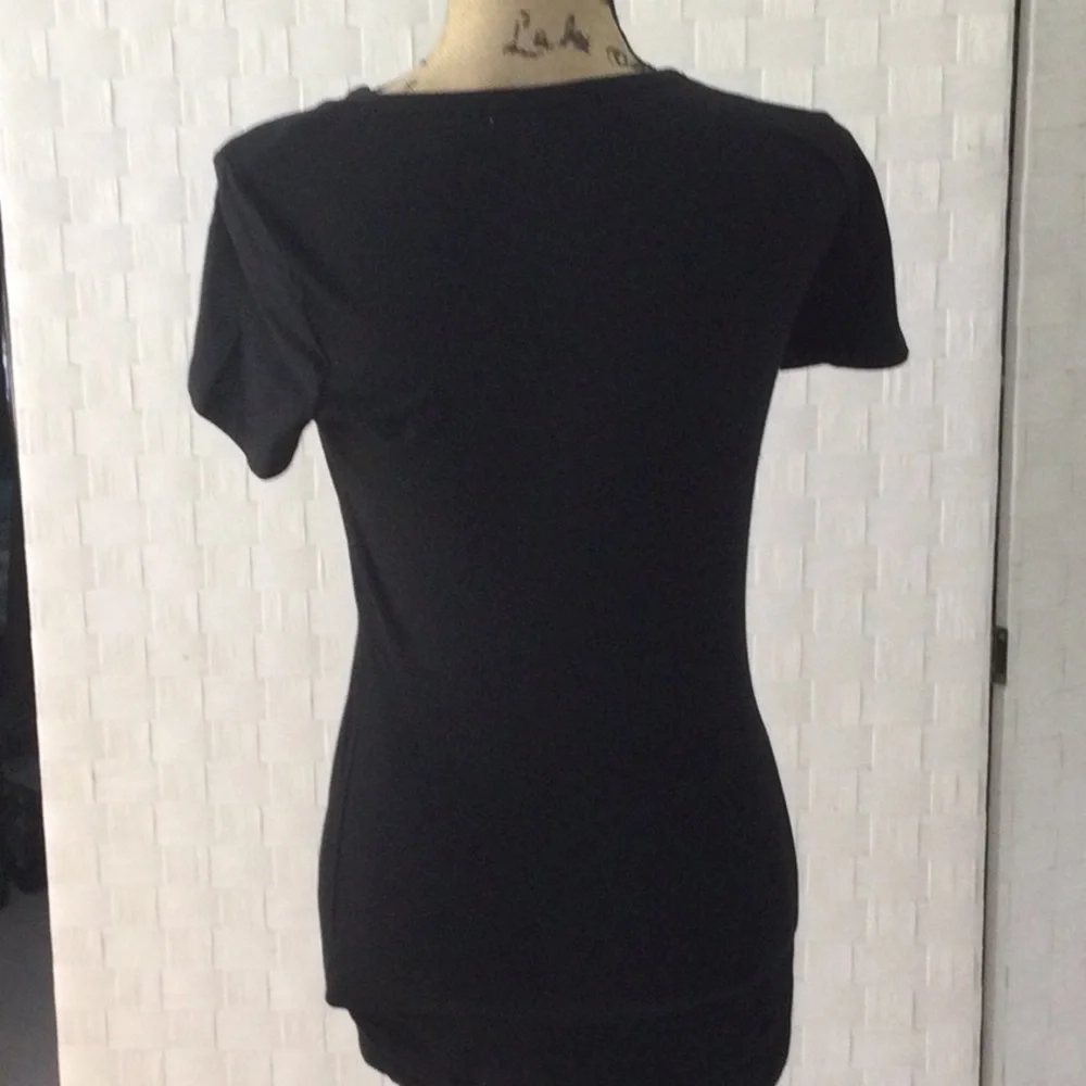 Michael Kors Women’s Black Top w/Gold Zippers Sz S #327